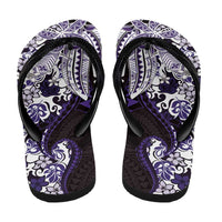 Monstera Plumeria Flowers Purple Flip Flops Polynesian Pattern LT01 - Polynesian Pride