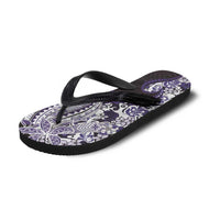 Monstera Plumeria Flowers Purple Flip Flops Polynesian Pattern LT01 - Polynesian Pride