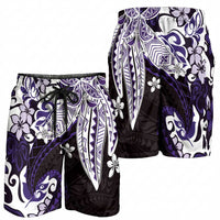 Monstera Plumeria Flowers Purple Shorts for Men Polynesian Pattern LT01 - Polynesian Pride