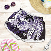 Monstera Plumeria Flowers Purple Shorts for Women Polynesian Pattern LT01 Purple - Polynesian Pride