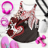 Monstera Plumeria Flowers Red Women Racerback Tank Polynesian Pattern LT01 Red - Polynesian Pride