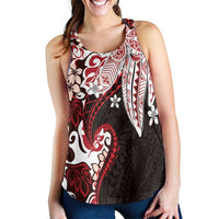 Monstera Plumeria Flowers Red Women Racerback Tank Polynesian Pattern LT01 - Polynesian Pride