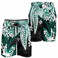 Monstera Plumeria Flowers Teal Shorts for Men Polynesian Pattern LT01 - Polynesian Pride