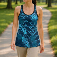 Naval Night Aloha Hawaii Hollow Tank Top Hawaiian Kakau Ohia Lehua Lei - Polynesian Pride