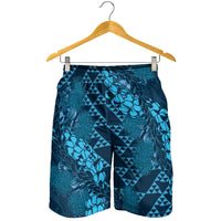 Naval Night Aloha Hawaii Shorts for Men Hawaiian Kakau Ohia Lehua Lei LT14 - Polynesian Pride