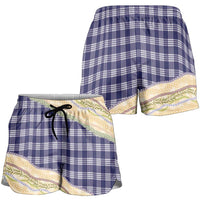 Navy Palaka Hawaii Leis Elegant Vibes Shorts for Women LT14 - Polynesian Pride