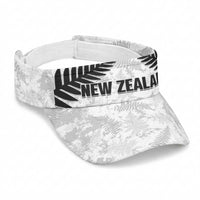 New Zealand 2026 Football Sun Visor Cap Aotearoa Kia Kaha Silver Fern White LT14 Universal Fit White - Polynesian Pride