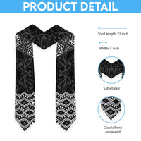 New Zealand Aotearoa Graduation Stole Black Taniko Art Maori Pattern LT05 - Polynesian Pride