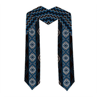New Zealand Aotearoa Graduation Stole Blue Poutama With Taniko Pattern LT05 - Polynesian Pride