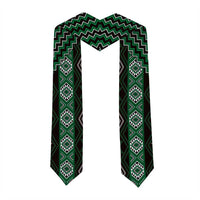 New Zealand Aotearoa Graduation Stole Green Poutama With Taniko Pattern LT05 - Polynesian Pride