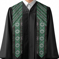 New Zealand Aotearoa Graduation Stole Green Poutama With Taniko Pattern LT05 - Polynesian Pride