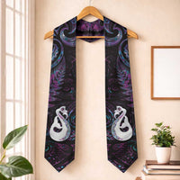New Zealand Aotearoa Graduation Stole Maori Manaia Paua Shell Glitter Purple LT05 One Size Purple - Polynesian Pride
