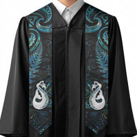 New Zealand Aotearoa Graduation Stole Maori Manaia Paua Shell Glitter Turquoise LT05 - Polynesian Pride