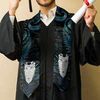 New Zealand Aotearoa Graduation Stole Maori Tane Te Waiora Paua Shell Glitter Turquoise