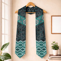 New Zealand Aotearoa Graduation Stole Turquoise Taniko Art Maori Pattern LT05 One Size Turquoise - Polynesian Pride