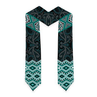 New Zealand Aotearoa Graduation Stole Turquoise Taniko Art Maori Pattern LT05 - Polynesian Pride