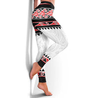 New Zealand Aotearoa Leggings With Kowhaiwhai Pattern Red Version