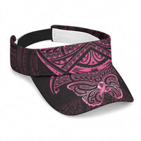 New Zealand Breast Cancer Awareness Sun Visor Cap Maori Butterfly Pink Ribbon Black Version LT14 Universal Fit Black - Polynesian Pride