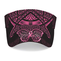 New Zealand Breast Cancer Awareness Sun Visor Cap Maori Butterfly Pink Ribbon Black Version LT14 - Polynesian Pride