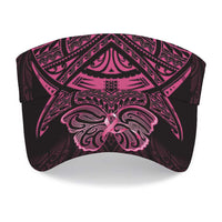 New Zealand Breast Cancer Awareness Sun Visor Cap Maori Butterfly Pink Ribbon Black Version LT14 - Polynesian Pride