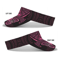 New Zealand Breast Cancer Awareness Sun Visor Cap Maori Butterfly Pink Ribbon Black Version LT14 - Polynesian Pride