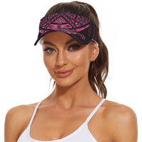 New Zealand Breast Cancer Awareness Sun Visor Cap Maori Butterfly Pink Ribbon Black Version LT14 - Polynesian Pride