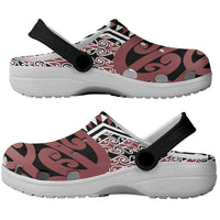 New Zealand Clogs Shoes Aotearoa Kowhaiwhai Mix Taniko Art - Brown LT14 - Polynesian Pride