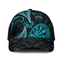 New Zealand Darts Baseball Net Cap Happiness Is A Tight Threesome Maori Paua Shell LT14 One Size Black Turquoise - Polynesian Pride
