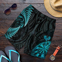 New Zealand Darts Shorts for Men Happiness Is A Tight Threesome Maori Paua Shell LT14 Turquoise - Polynesian Pride