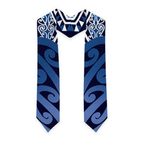 New Zealand Graduation Stole Aotearoa Kowhaiwhai Mix Taniko Art - Blue LT14 - Polynesian Pride
