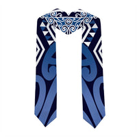 New Zealand Graduation Stole Aotearoa Kowhaiwhai Mix Taniko Art - Blue LT14 - Polynesian Pride