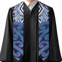 New Zealand Graduation Stole Aotearoa Kowhaiwhai Mix Taniko Art - Blue LT14 - Polynesian Pride