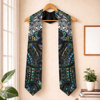 New Zealand Graduation Stole Maori Rugby Tattoo Papua Shell LT9 One Size Green - Polynesian Pride