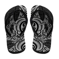 New Zealand Hammerhead Shark Flip Flops Maori Haehae Mangopare Black LT14 - Polynesian Pride