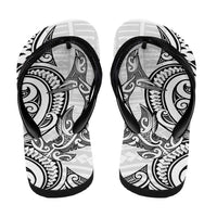 New Zealand Hammerhead Shark Flip Flops Maori Haehae Mangopare White LT14 - Polynesian Pride