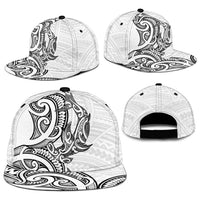 New Zealand Hammerhead Shark Snapback Cap Maori Haehae Mangopare White - Polynesian Pride