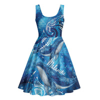 New Zealand Humpback Whale Matariki Midi Dress Maori New Year Taniko Niho Taniwha