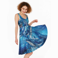 New Zealand Humpback Whale Matariki Midi Dress Maori New Year Taniko Niho Taniwha