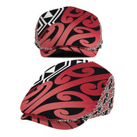 New Zealand Jeff Hat Aotearoa Kowhaiwhai Mix Taniko Art - Red LT14 - Polynesian Pride