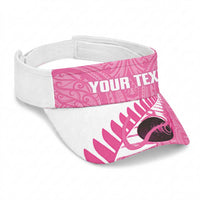 New Zealand Lawn Bowls Breast Cancer Personalised Sun Visor Cap Aotearoa Maori Silver Fern Pink Ribbon LT14 Universal Fit Pink - Polynesian Pride