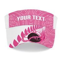 New Zealand Lawn Bowls Breast Cancer Personalised Sun Visor Cap Aotearoa Maori Silver Fern Pink Ribbon LT14 - Polynesian Pride