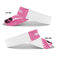 New Zealand Lawn Bowls Breast Cancer Personalised Sun Visor Cap Aotearoa Maori Silver Fern Pink Ribbon LT14 - Polynesian Pride