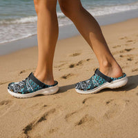 New Zealand Maori Clogs Shoes Poutama Pikorua Turquoise Paua Shell - Polynesian Pride