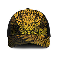 New Zealand Rugby All Gold Baseball Net Cap Silver Fern All Black Mix Ta Moko LT9 One Size Black Gold - Polynesian Pride