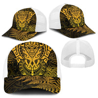 New Zealand Rugby All Gold Baseball Net Cap Silver Fern All Black Mix Ta Moko LT9 - Polynesian Pride