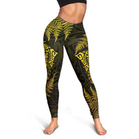 New Zealand Rugby All Gold Leggings Silver Fern All Black Mix Ta Moko LT09