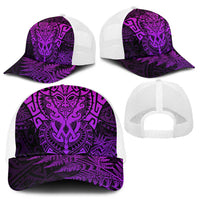 New Zealand Rugby All Purple Baseball Net Cap Silver Fern All Black Mix Ta Moko - Polynesian Pride