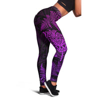 New Zealand Rugby All Purple Leggings Silver Fern All Black Mix Ta Moko LT09