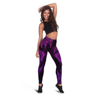 New Zealand Rugby All Purple Leggings Silver Fern All Black Mix Ta Moko LT09