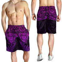 New Zealand Rugby All Purple Shorts for Men Silver Fern All Black Mix Ta Moko LT09